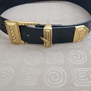 Dana Buchman Black and Gold Studded Belt